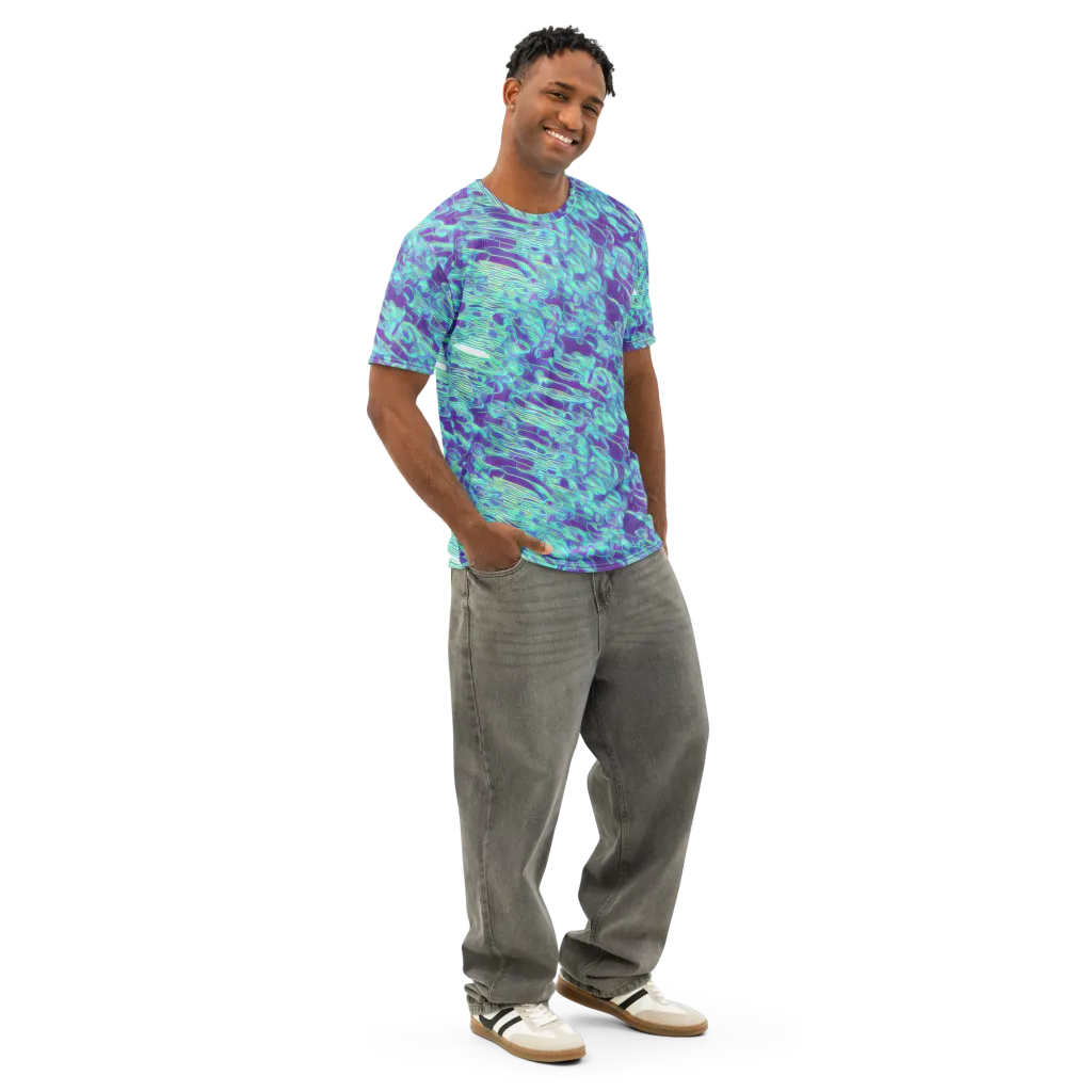Aqua Fever on Men's Cotton Crew Neck T-Shirt — Right Front