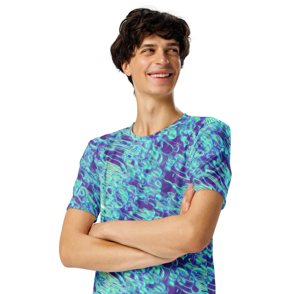Aqua Fever on Men's Crew Neck T-Shirt — Left Front