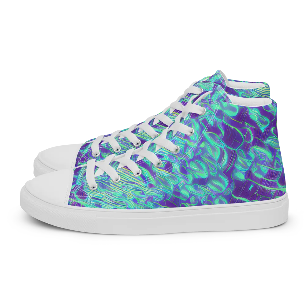 Aqua Fever on Men's High Top Canvas Shoes — Left