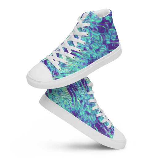 Aqua Fever on a Men's High Top Canvas Shoes
