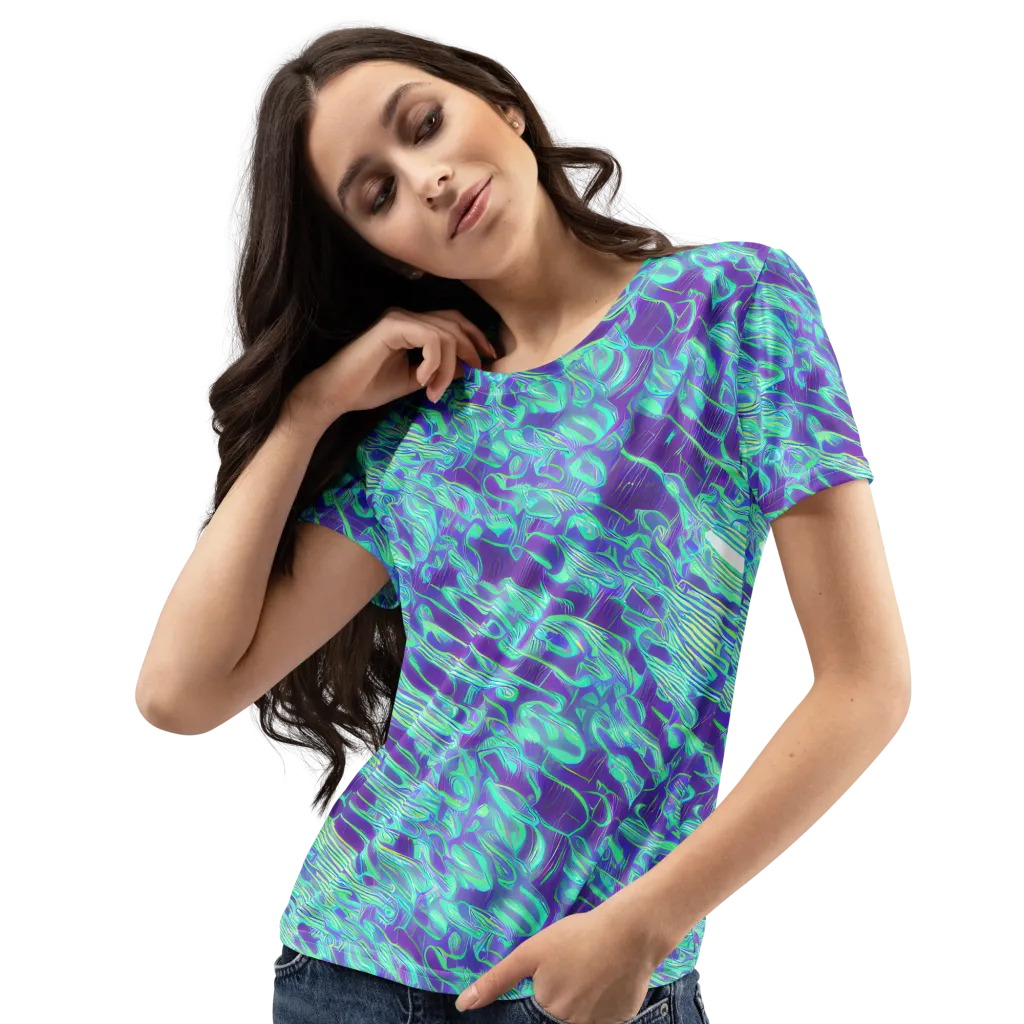 Aqua Fever on Women's Crew Neck T-Shirt — Left Front