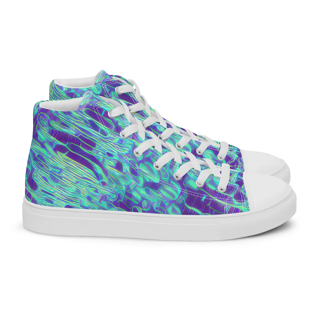 Aqua Fever on Women's High Top Canvas Shoes — Right