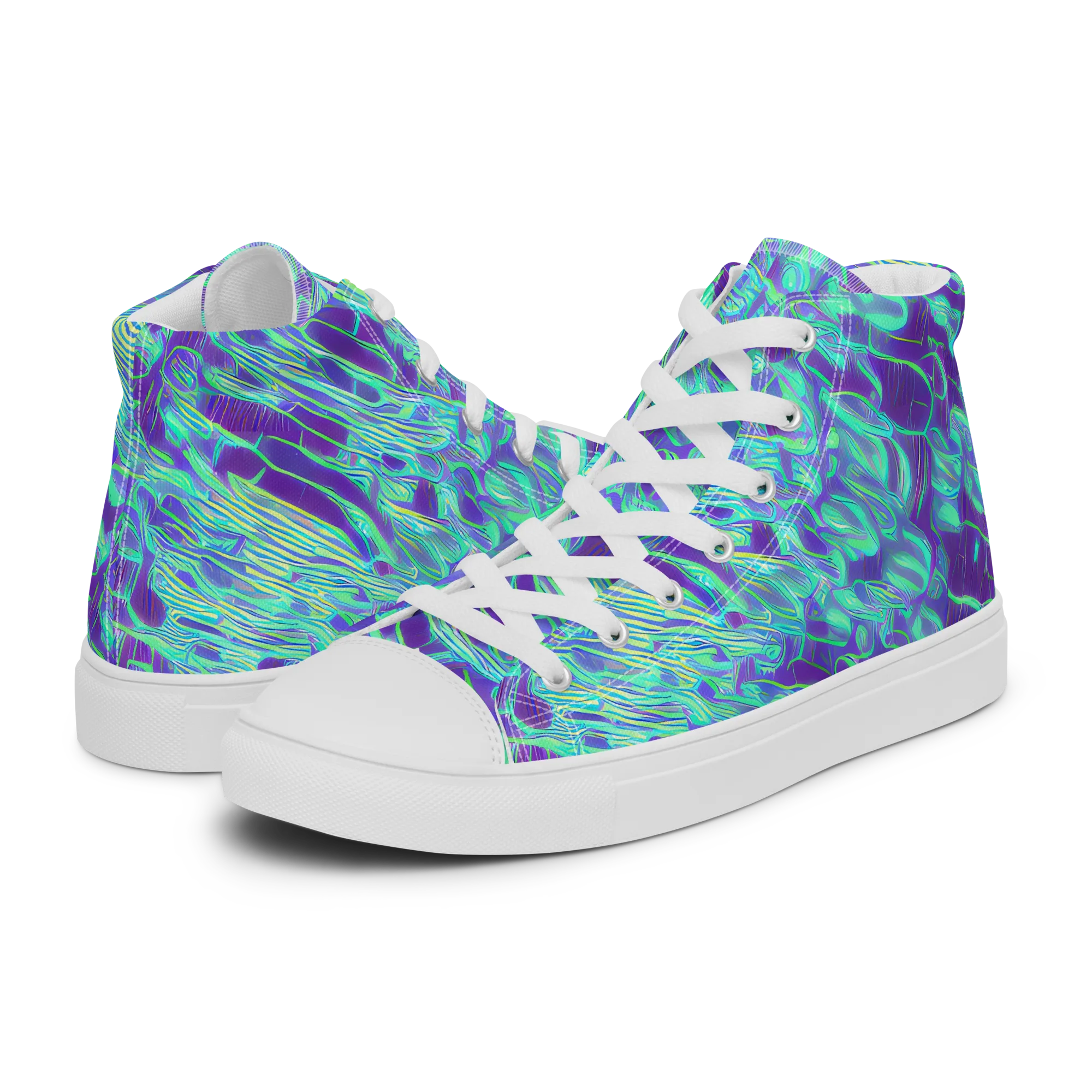 Aqua Fever on Women's High Top Canvas Shoes — Left