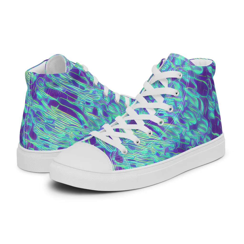Aqua Fever on Women's High Top Canvas Shoes — Left