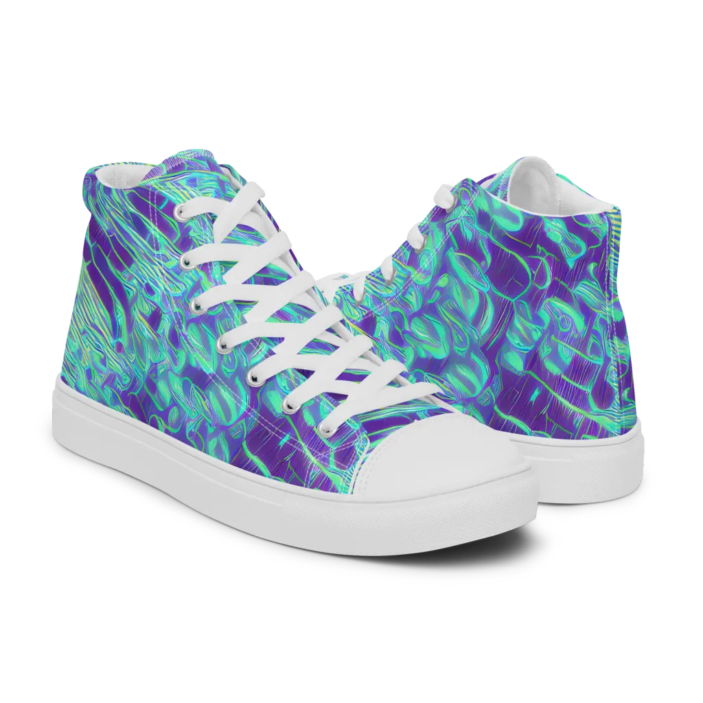 Aqua Fever on Women's High Top Canvas Shoes — Right