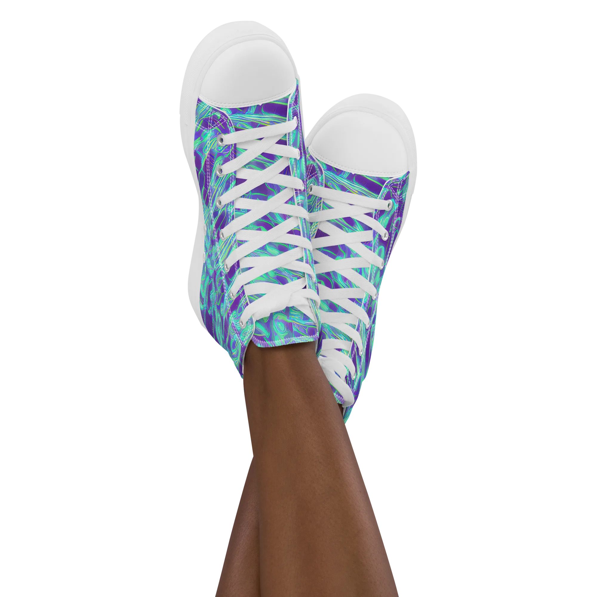 Aqua Fever on Women's High Top Canvas Shoes — Front