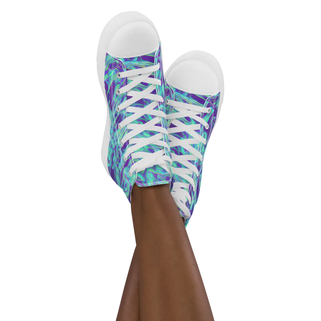 Aqua Fever on Women's High Top Canvas Shoes — Front