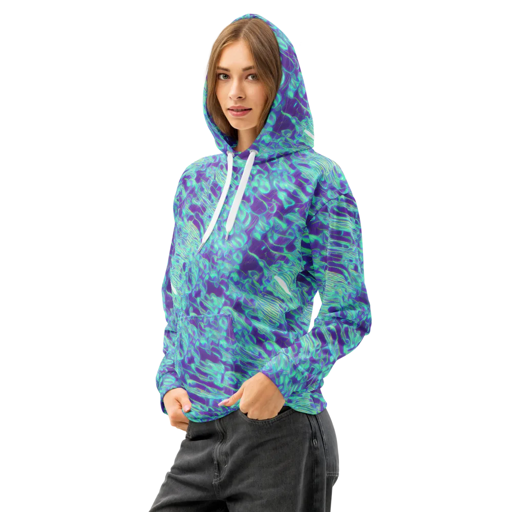Aqua Fever on Cotton Hoodie — Left Front