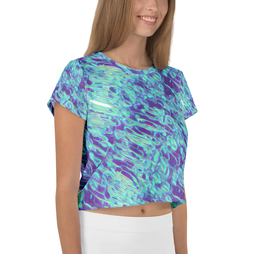 Aqua Fever on Crop Tee — Right