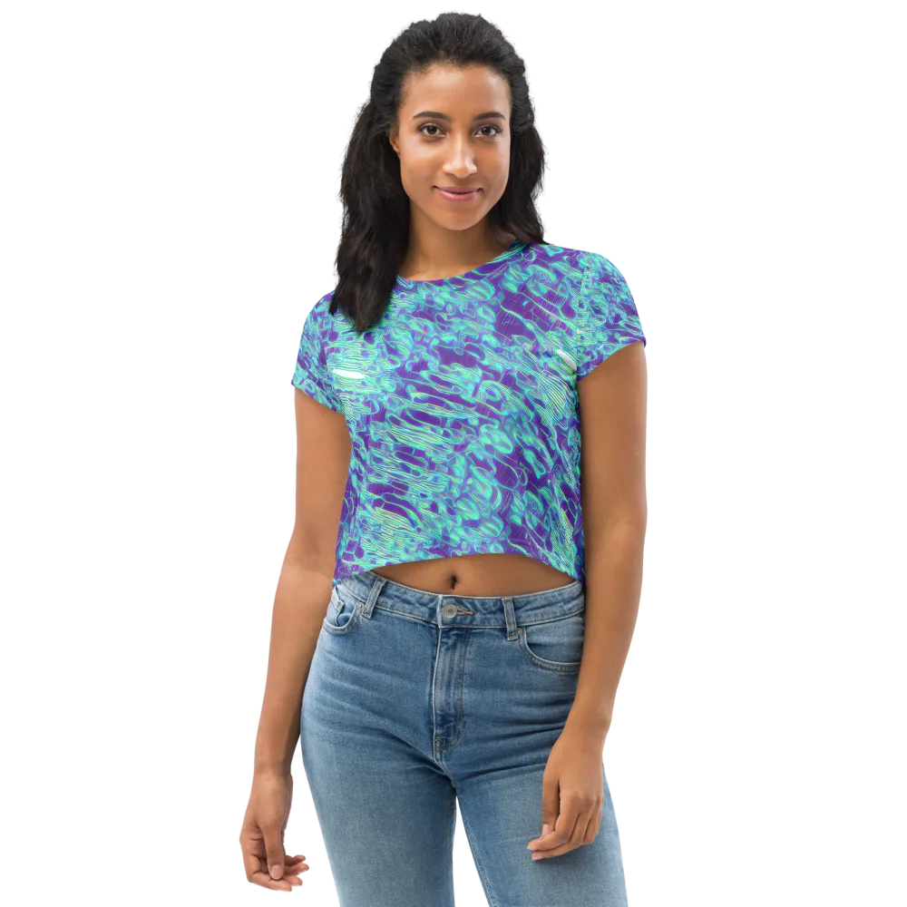 Aqua Fever on Crop Tee — Front