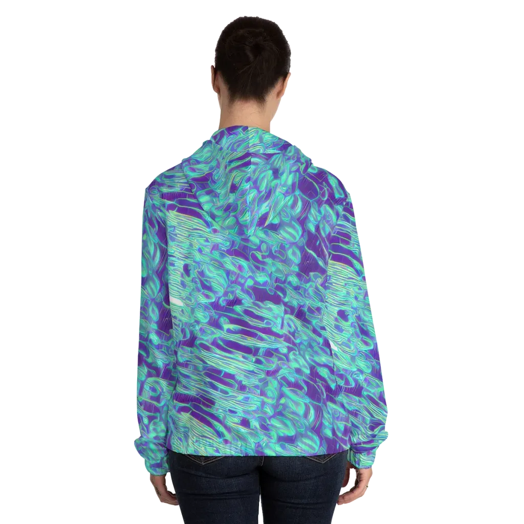 Aqua Fever on Women's Full-Zip Hoodie — Back On Person