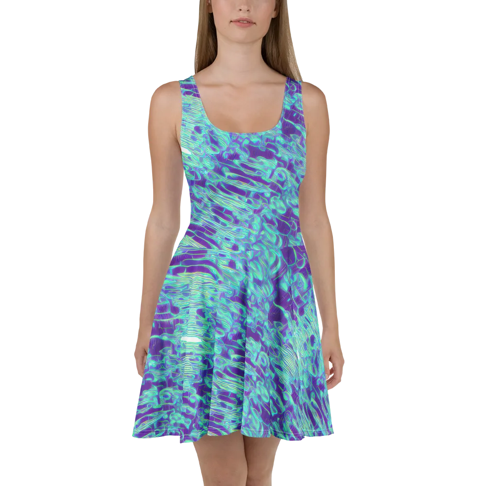 Aqua Fever on Skater Dress — Front