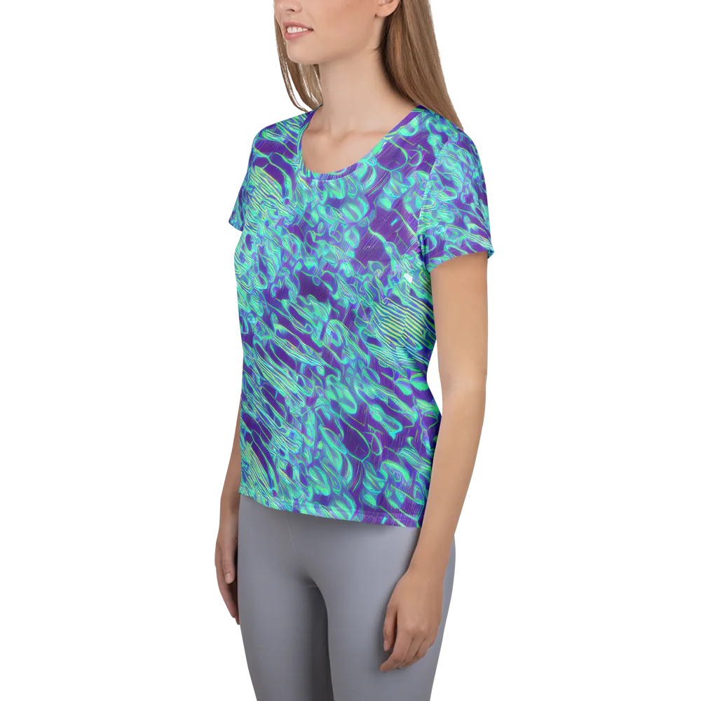 Aqua Fever on Women's Athletic T-Shirt — Left