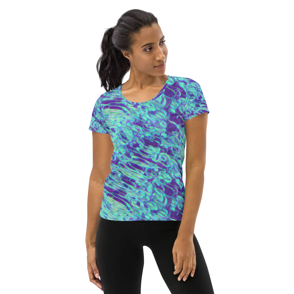 Aqua Fever on Women's Athletic T-Shirt — Front