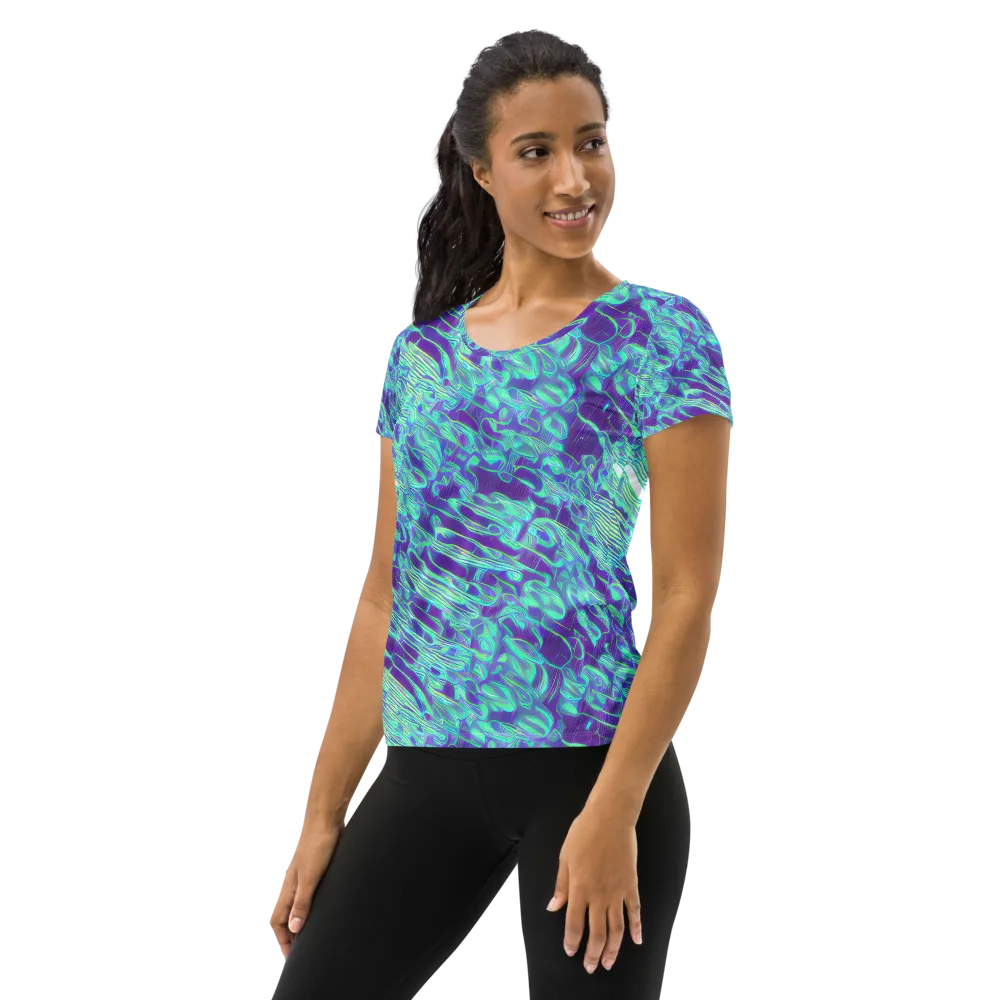 Aqua Fever on Women's Athletic T-Shirt — Left