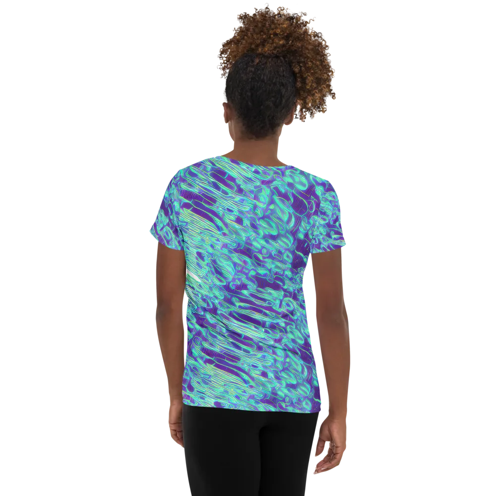 Aqua Fever on Women's Athletic T-Shirt — Back