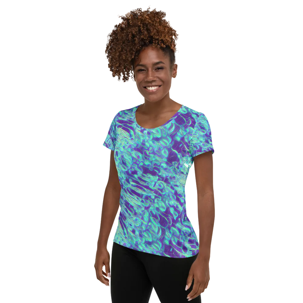 Aqua Fever on Women's Athletic T-Shirt — Left