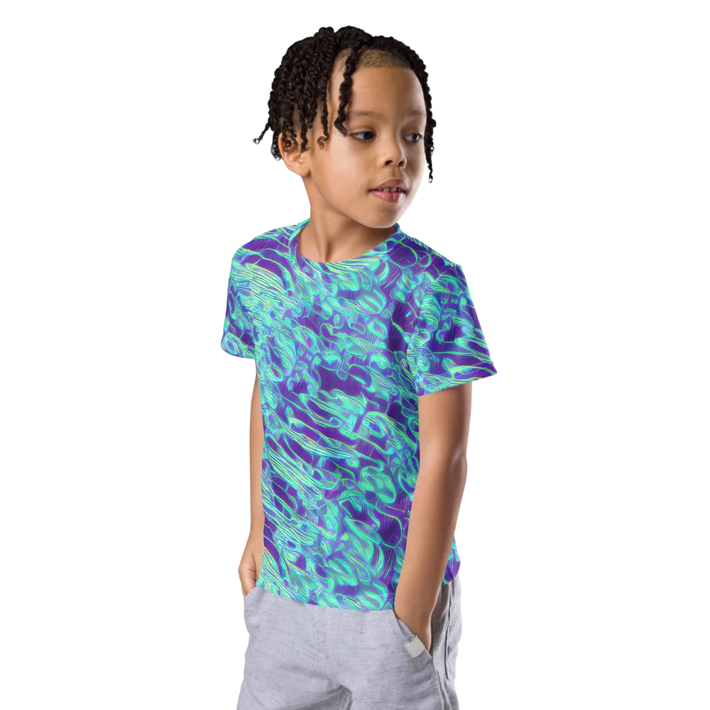 Aqua Fever on Kids Crew Neck T-Shirt — Left Front