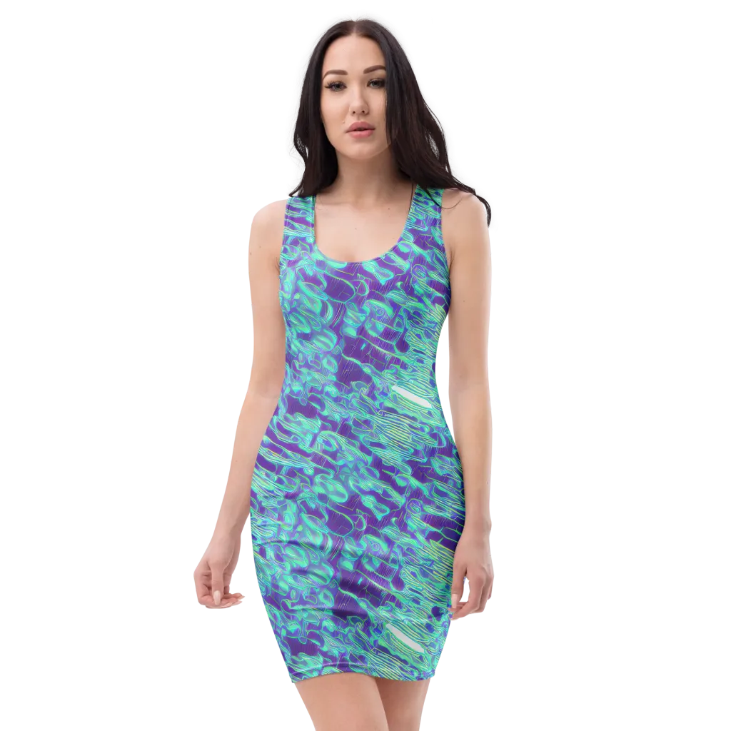 Aqua Fever on Bodycon Dress — Front
