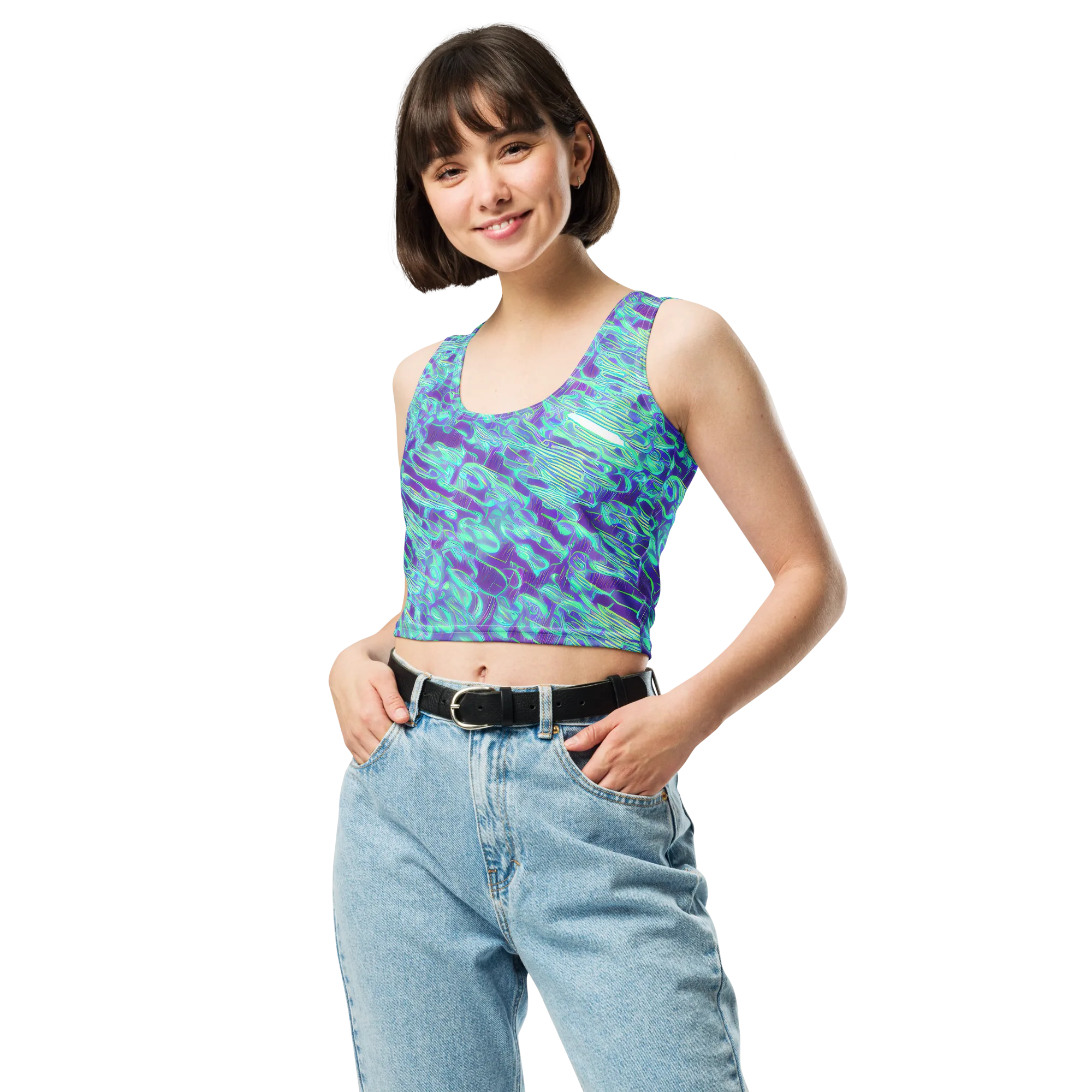 Aqua Fever on Crop Top — Front