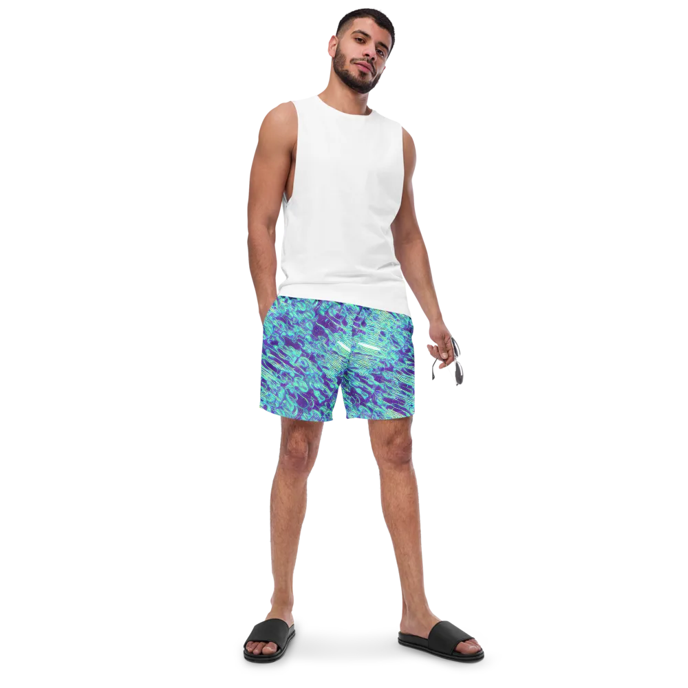 Aqua Fever on Swim Trunks — Front