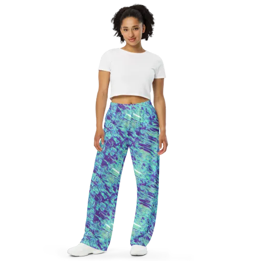 Aqua Fever on a Wide-Leg Pants