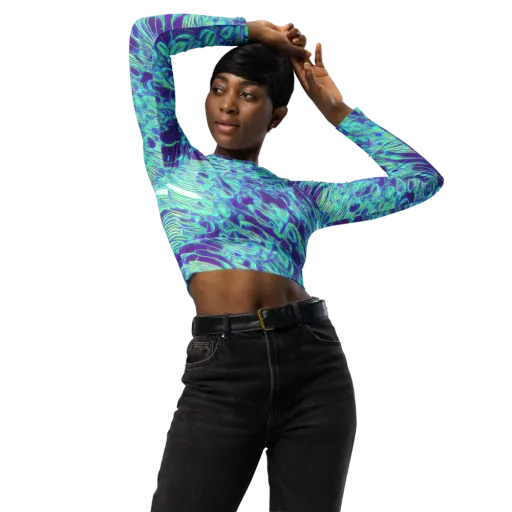 Aqua Fever on a Long Sleeve Crop Top