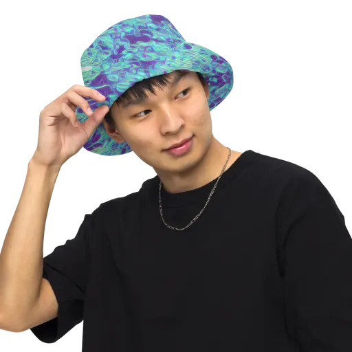 Aqua Fever on a Reversible Bucket Hat