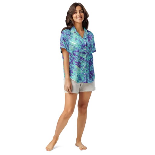 Aqua Fever on a Women's Short Sleeve Pajama Top