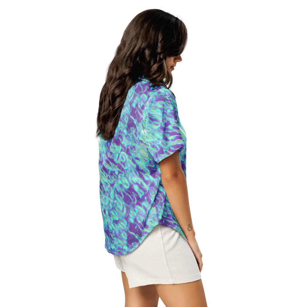 Aqua Fever on Women's Short Sleeve Pajama Top — Right Back