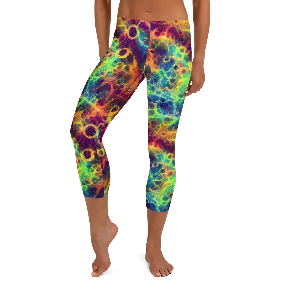 Neon Whorl on Capri Leggings — Front