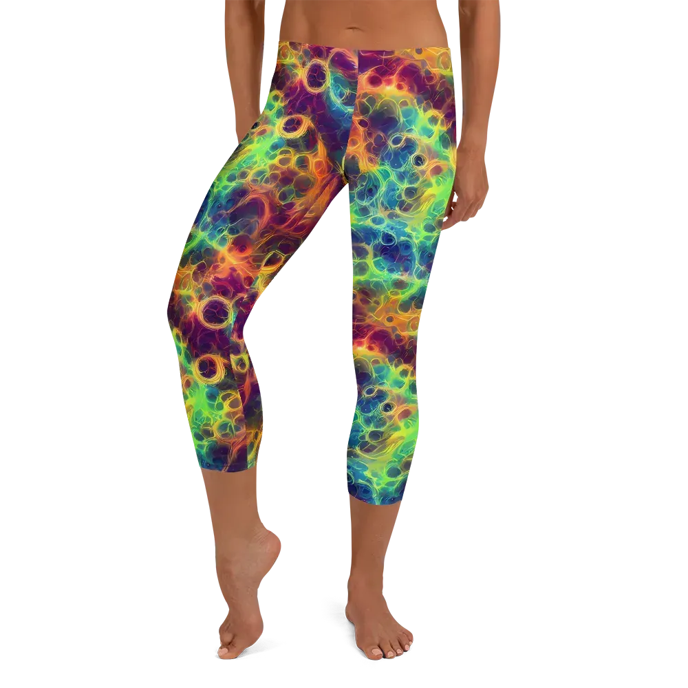 Neon Whorl on Capri Leggings — Front