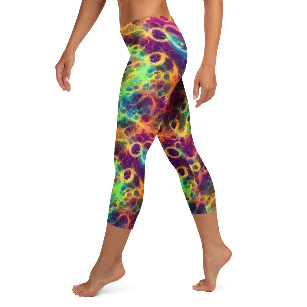 Neon Whorl on Capri Leggings — Left