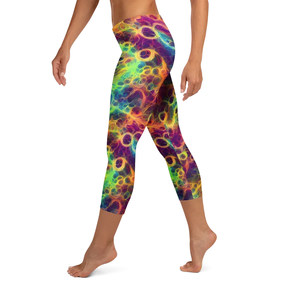 Neon Whorl on Capri Leggings — Left