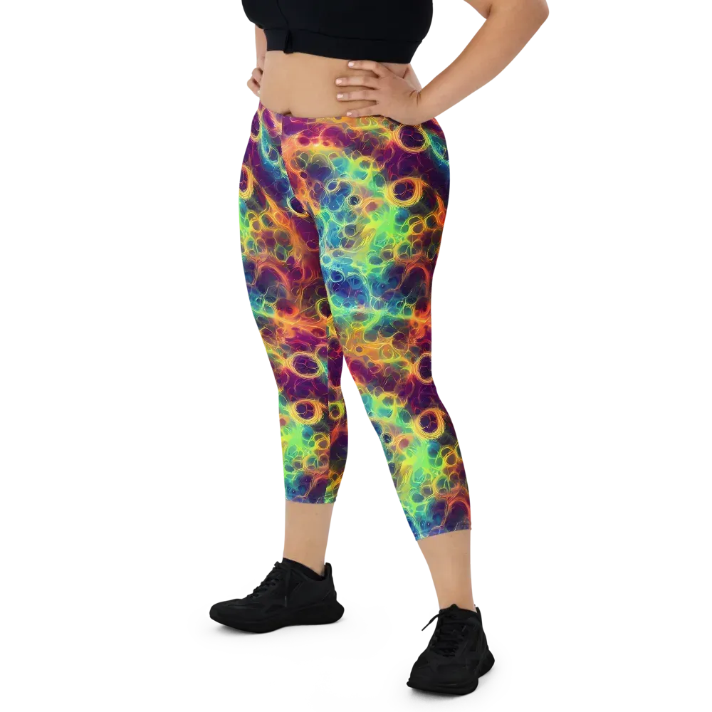 Neon Whorl on Capri Leggings — Front