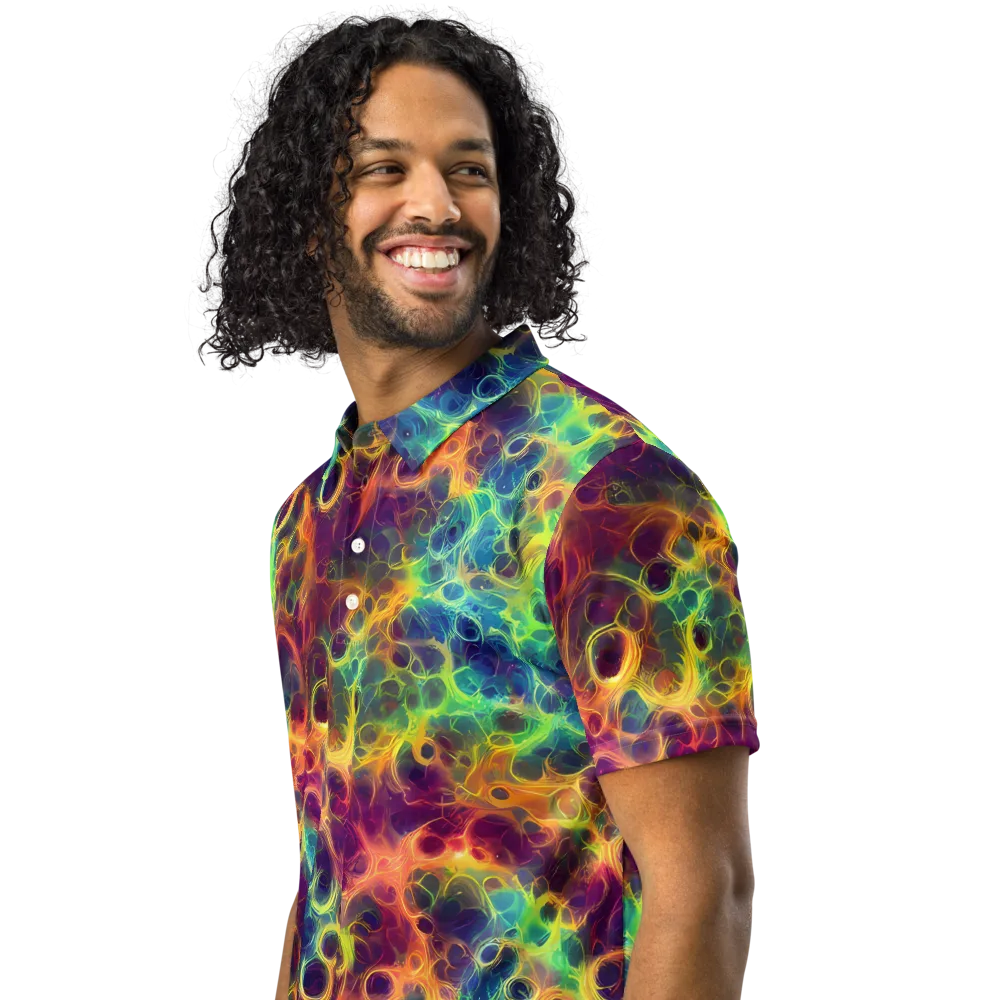 Neon Whorl on Men's Slim Fit Polo Shirt — Left Front