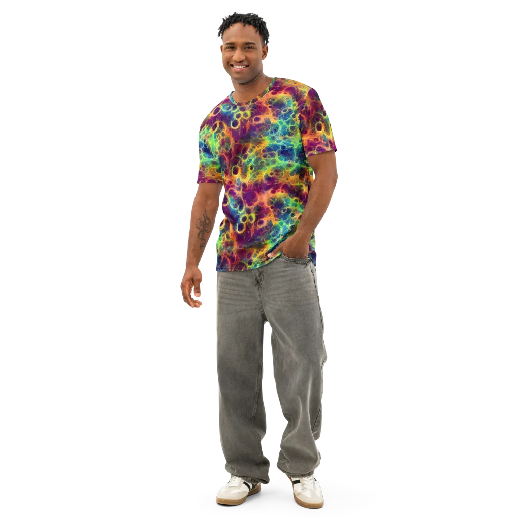 Neon Whorl on Men's Cotton Crew Neck T-Shirt — Front
