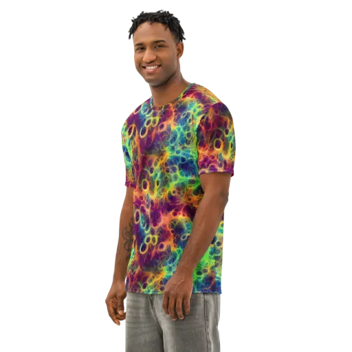 Neon Whorl on a Men's Cotton Crew Neck T-Shirt