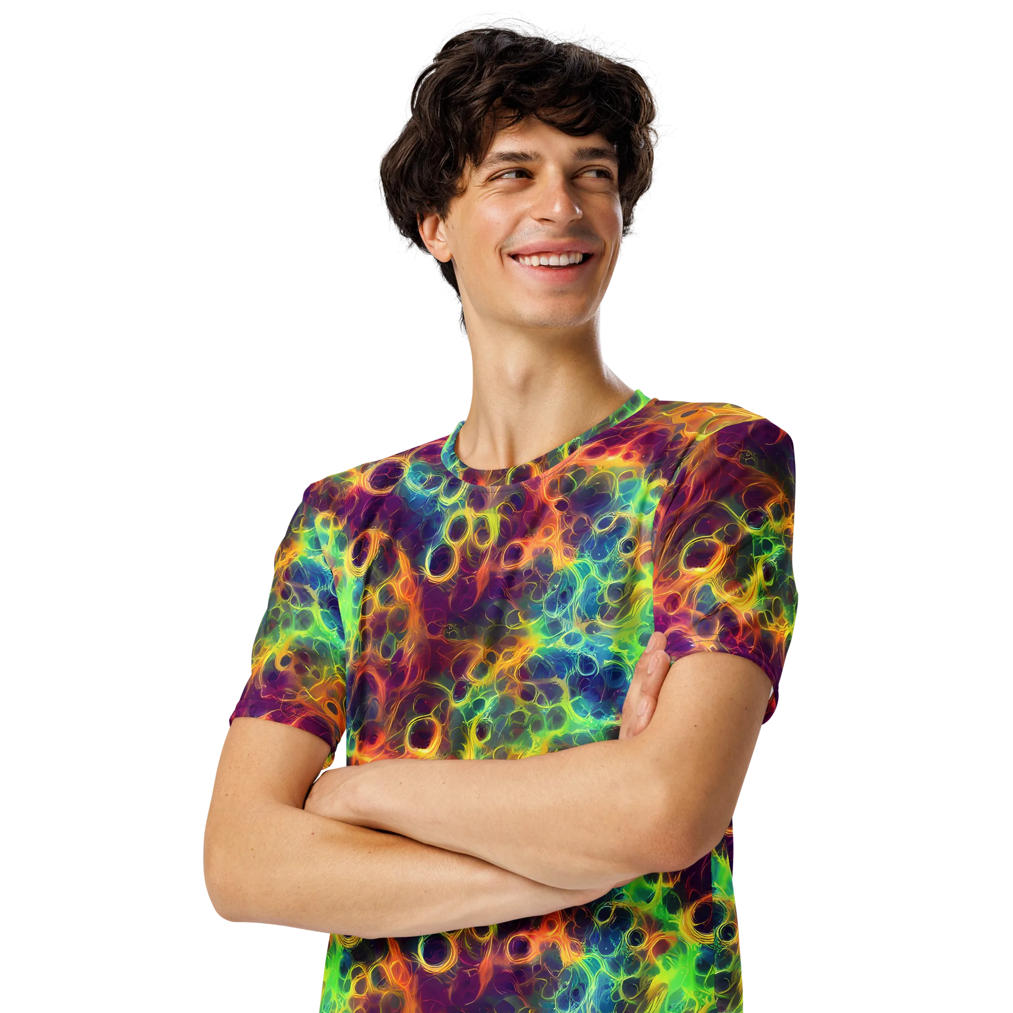 Neon Whorl on Men's Crew Neck T-Shirt — Left Front