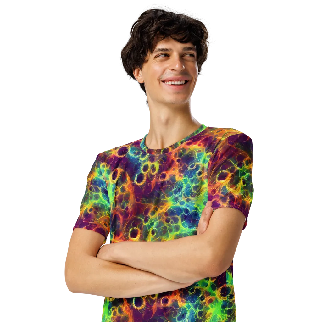 Neon Whorl on Men's Crew Neck T-Shirt — Left Front