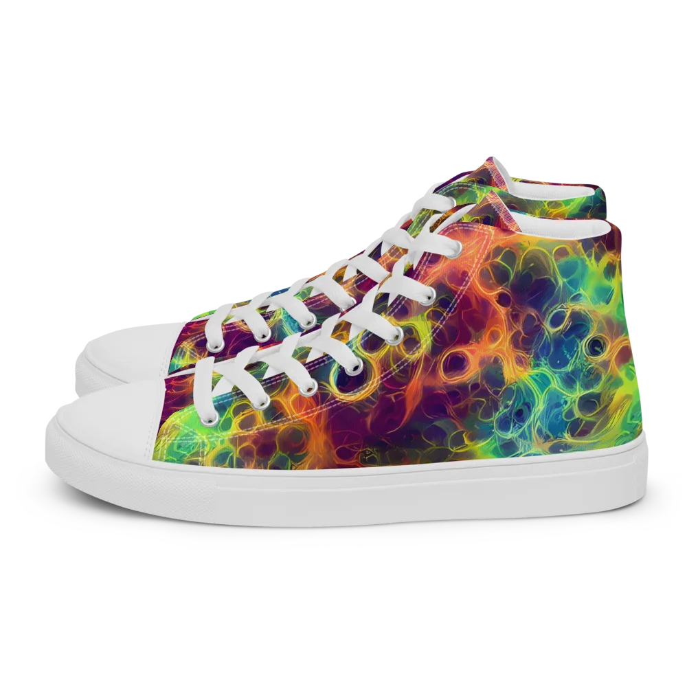 Neon Whorl on Women's High Top Canvas Shoes — Left