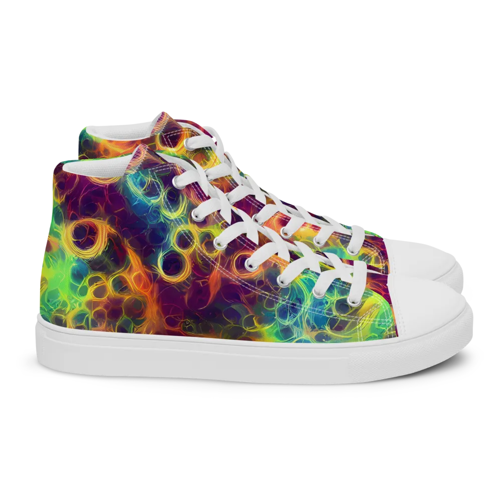 Neon Whorl on Women's High Top Canvas Shoes — Right