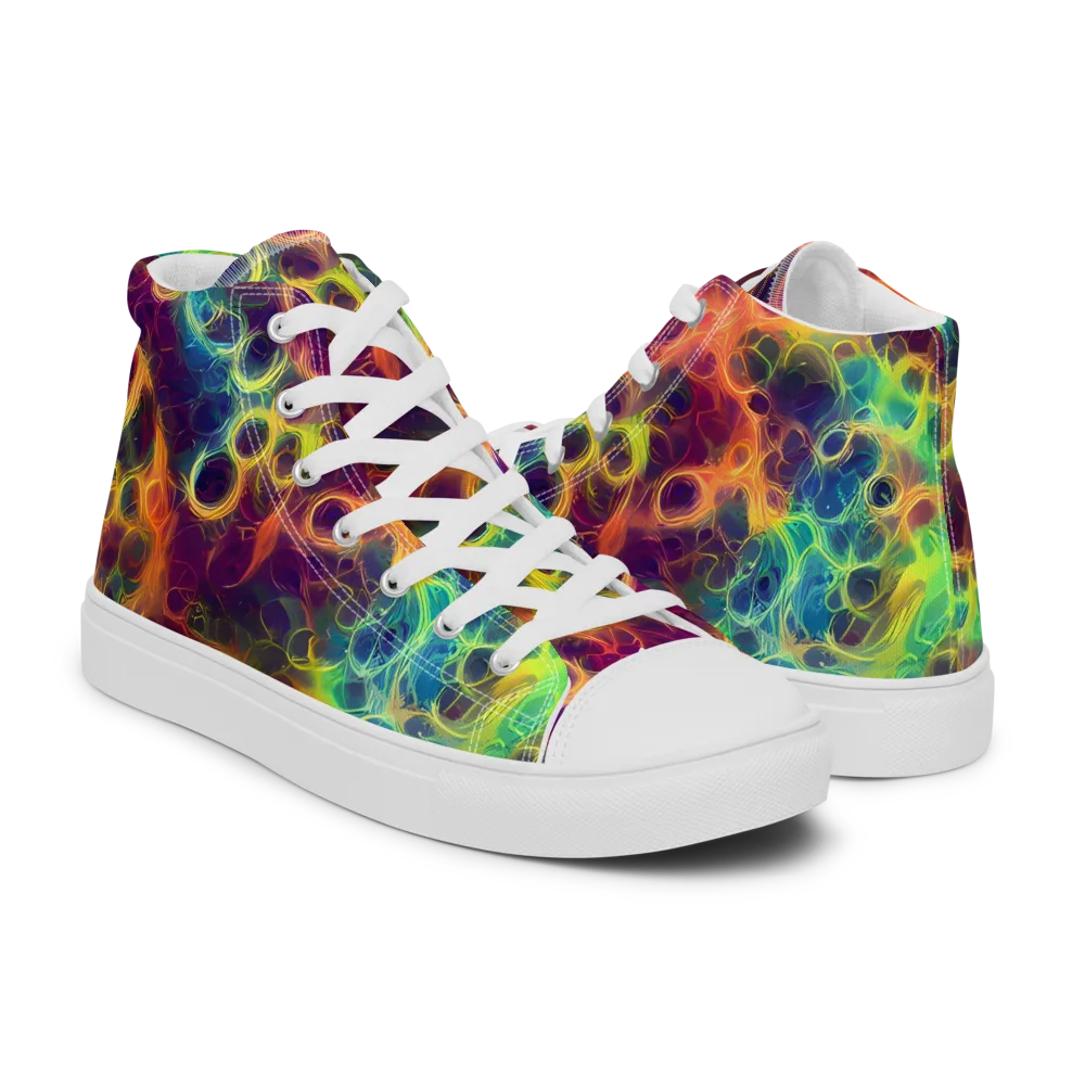 Neon Whorl on Women's High Top Canvas Shoes — Right