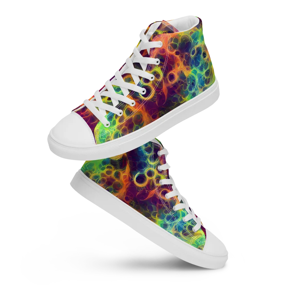Neon Whorl on Women's High Top Canvas Shoes — Front