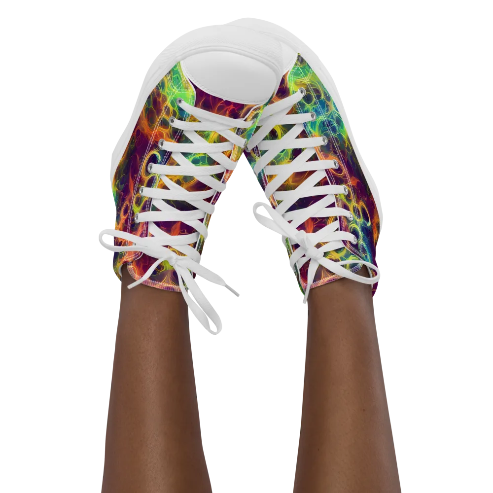 Neon Whorl on Women's High Top Canvas Shoes — Front