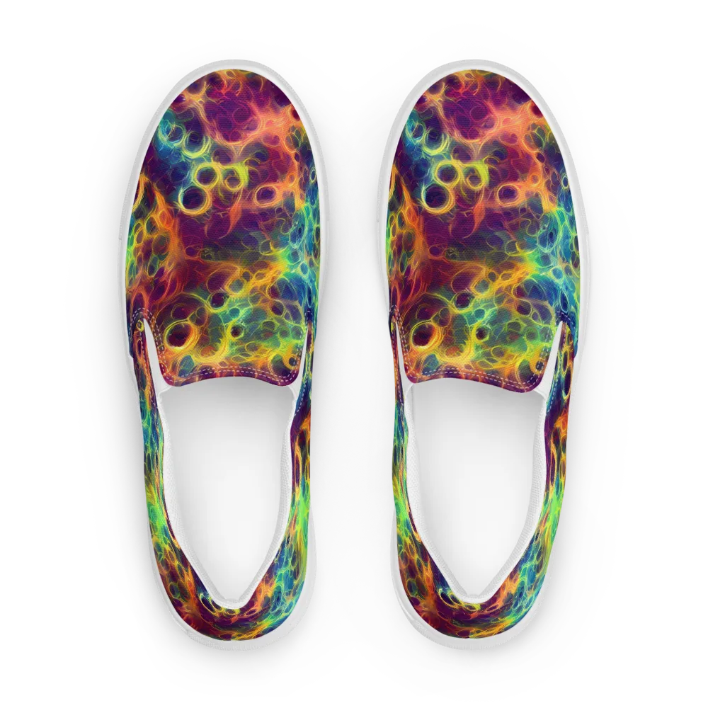 Neon Whorl on Men's Slip-On Canvas Shoes — Front