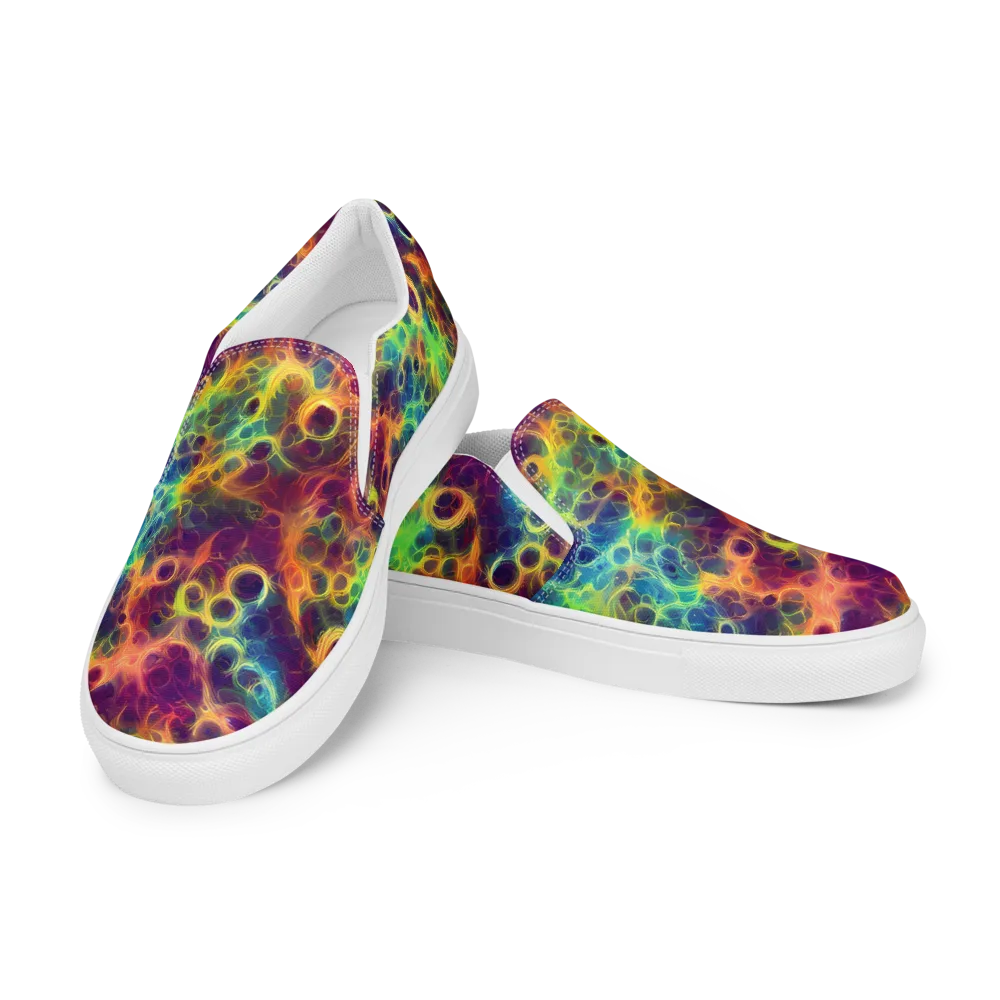 Neon Whorl on Men's Slip-On Canvas Shoes — Left Front