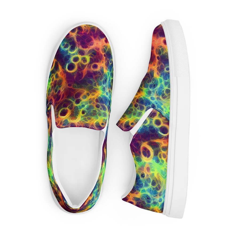 Neon Whorl on Men's Slip-On Canvas Shoes — Front