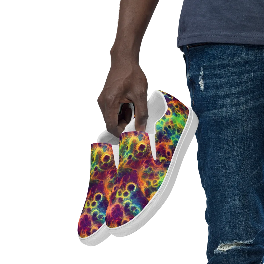 Neon Whorl on Men's Slip-On Canvas Shoes — Left Front