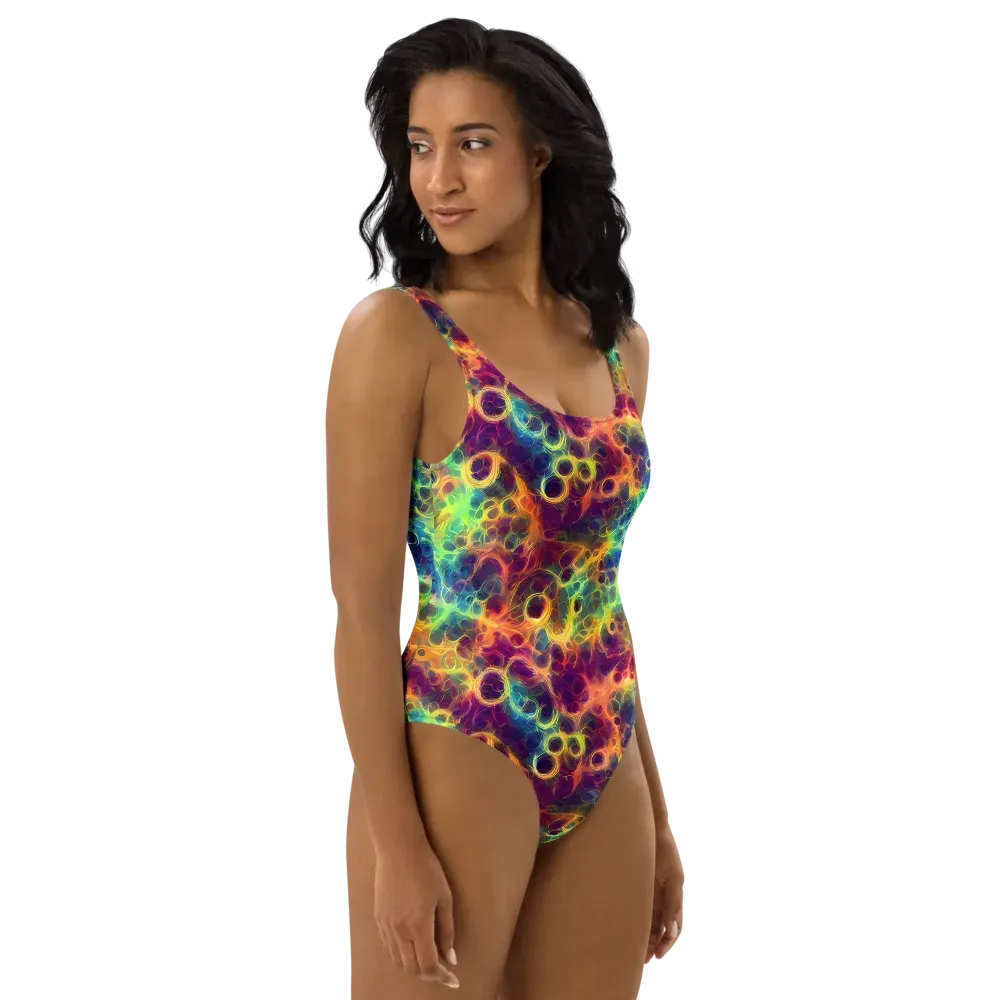 Neon Whorl on One-Piece Swimsuit — Right